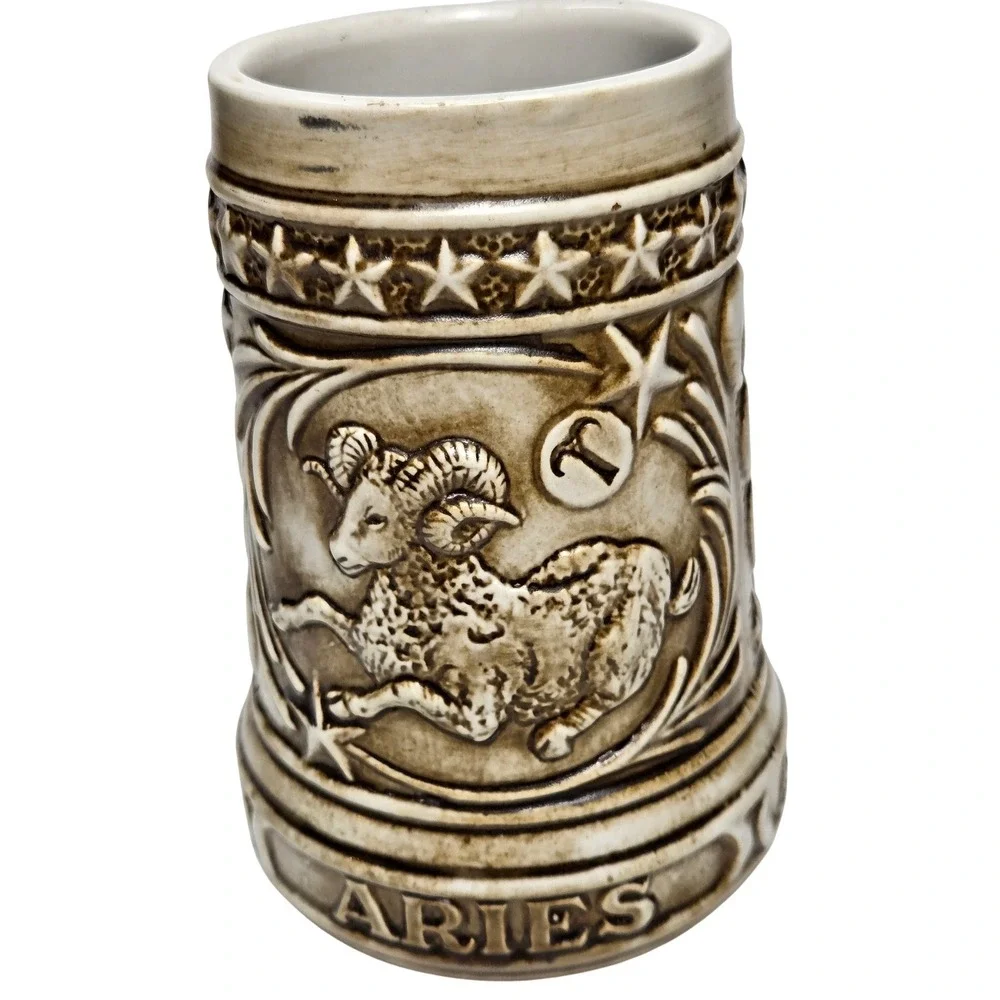 Vintage Ceramarte Swank Celestial Aries Zodiac Collection Ceramic Stein‎ Mug